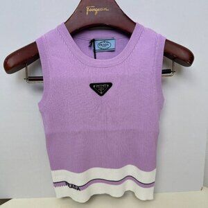 Prada light purple knitted sleeveless vest for women, size M